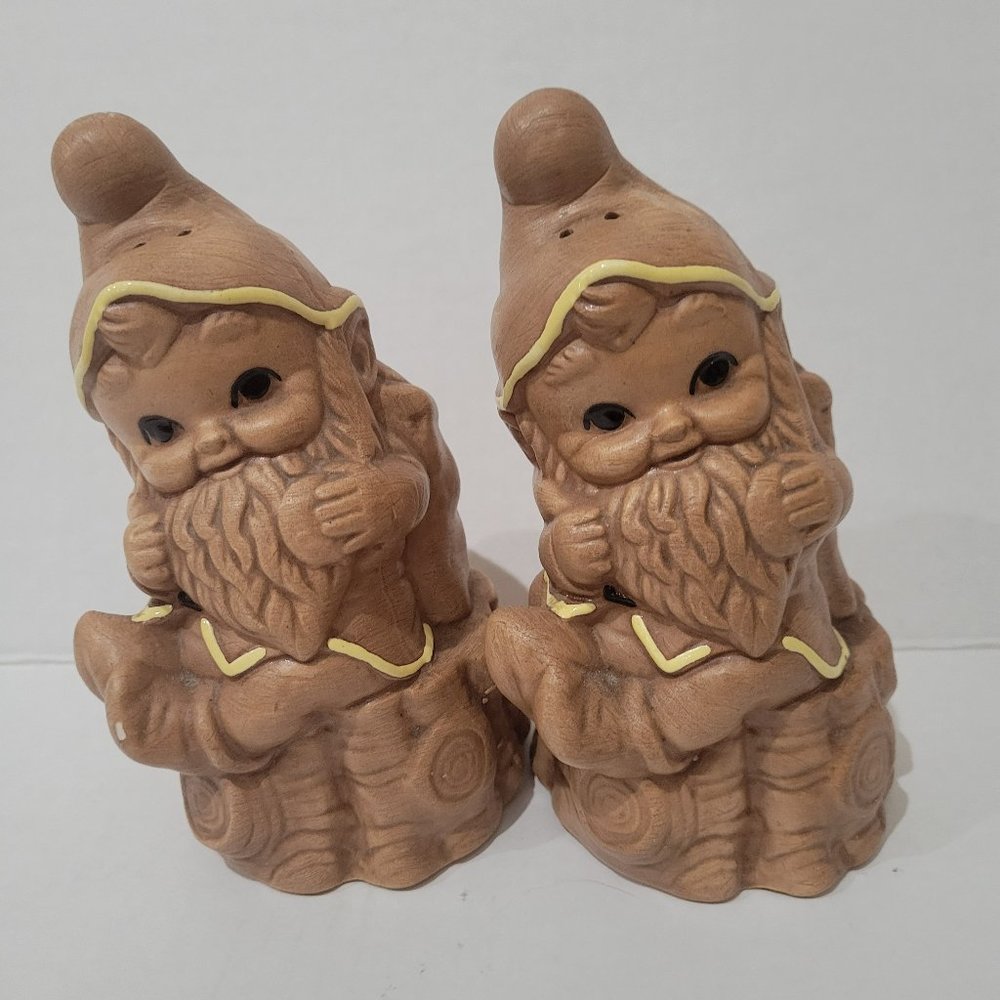 Vintage Twin Winton Garden Gnome Elf Salt & Pepper Shakers 6.25" Pixie 70's MCM